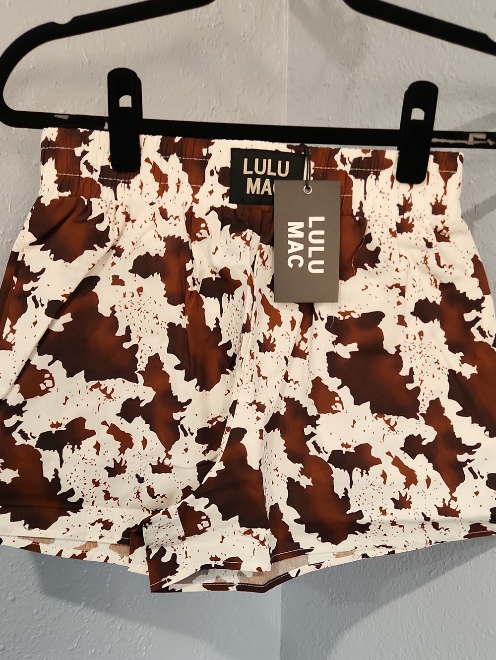 Lulu Mac Brown & White Abstract Print Athletic Shorts